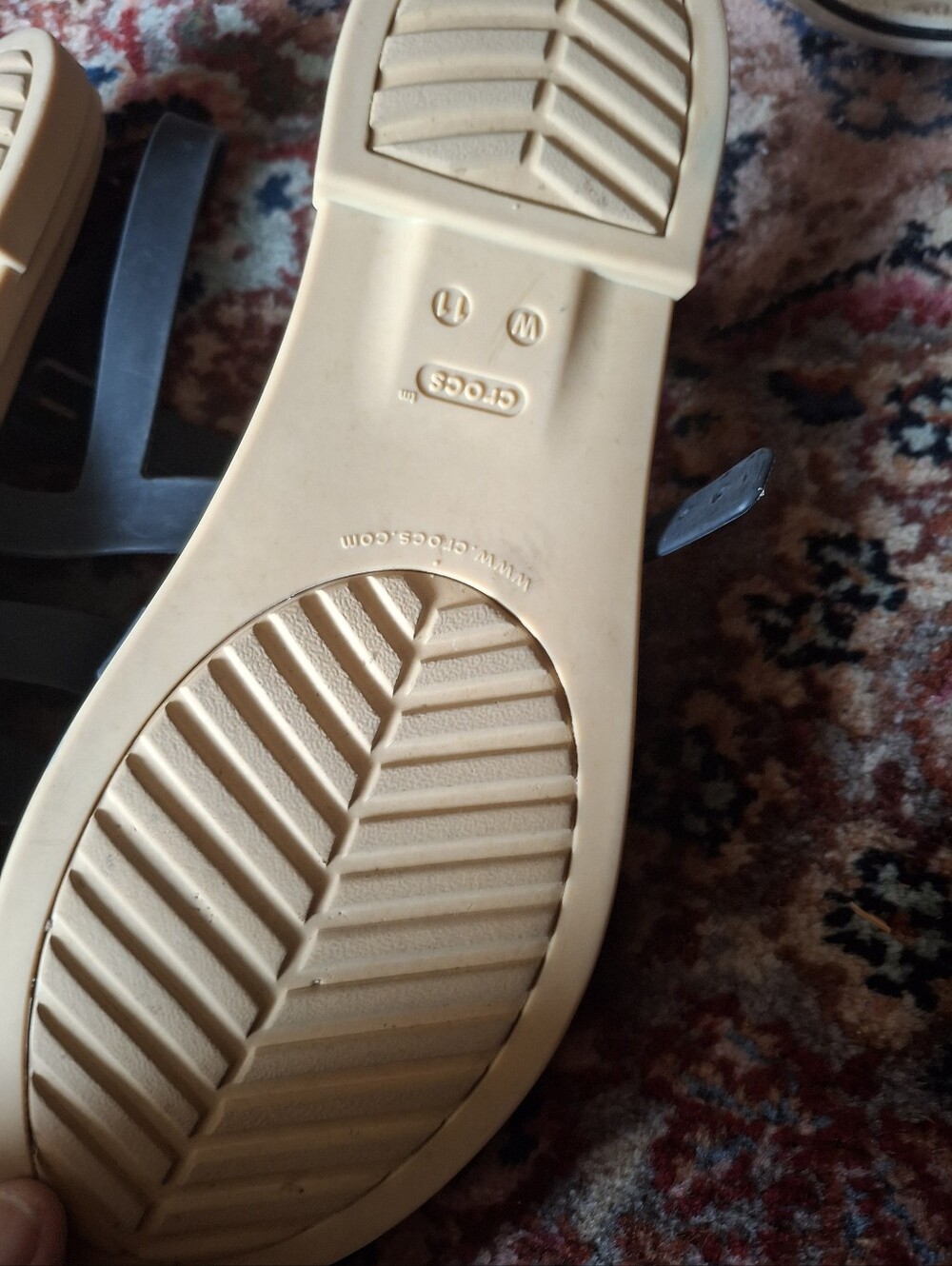 CROCS Women's Black Multi-Strap Sandal with Tan Footbed - Picture 4 of 4